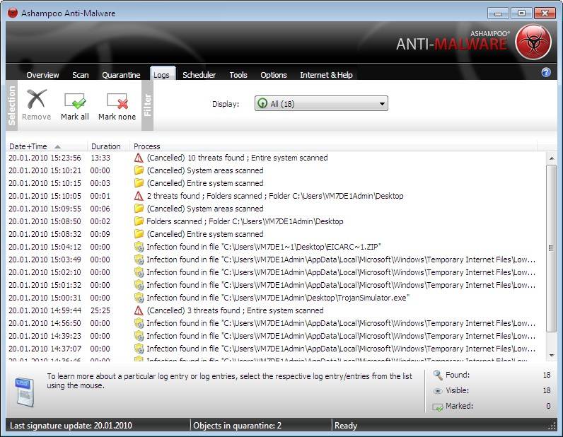 Ashampoo Anti-Malware Screenshot