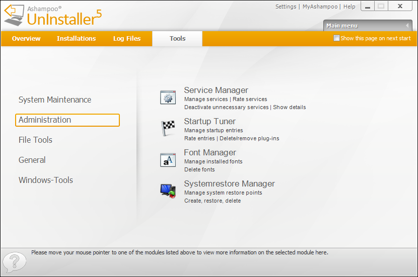 Ashampoo UnInstaller Screenshot