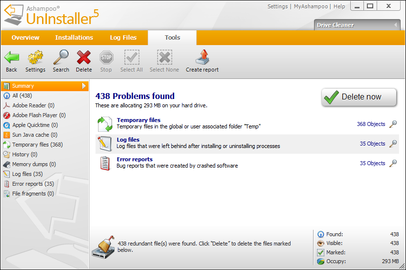 Ashampoo UnInstaller Screenshot