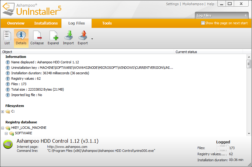 Ashampoo UnInstaller Screenshot