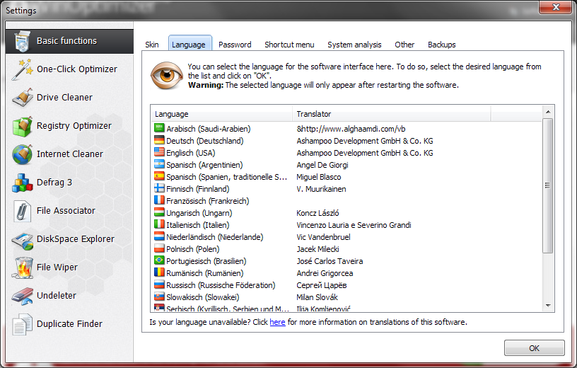 Ashampoo WinOptimizer Screenshot