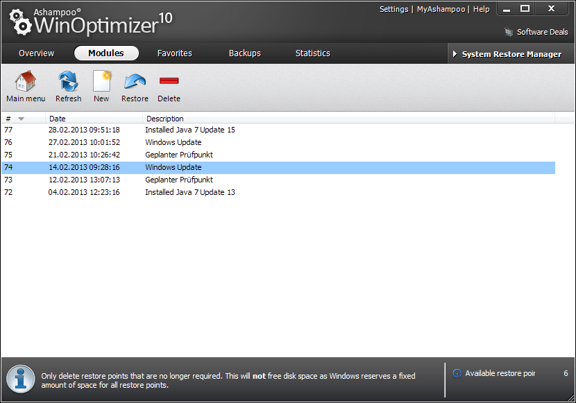 Ashampoo WinOptimizer Screenshot
