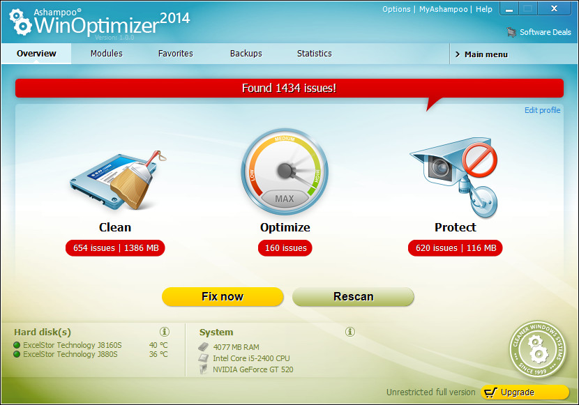 Ashampoo WinOptimizer 2014 Screenshot