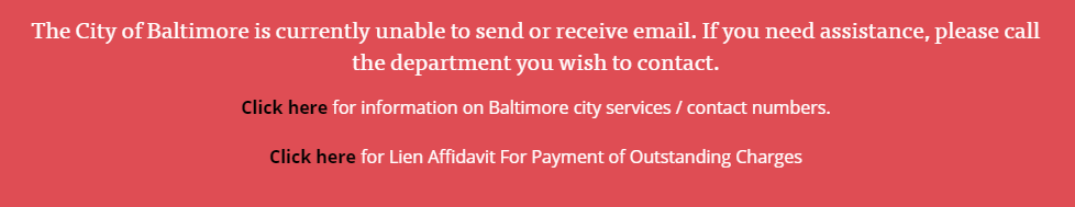 Notice on the city of Baltimore's website Notice on the city of Baltimore's website