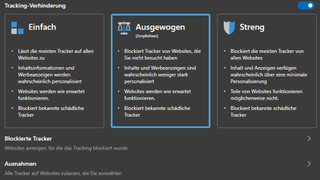 Der Tracking-Schutz von Edge Der Tracking-Schutz von Edge