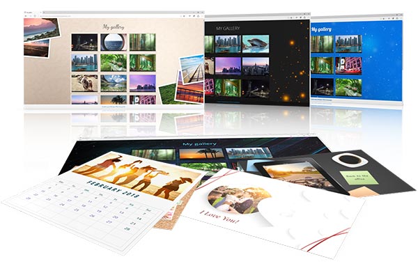 Capture d'écran commande de photos diaporamas cartes calendriers