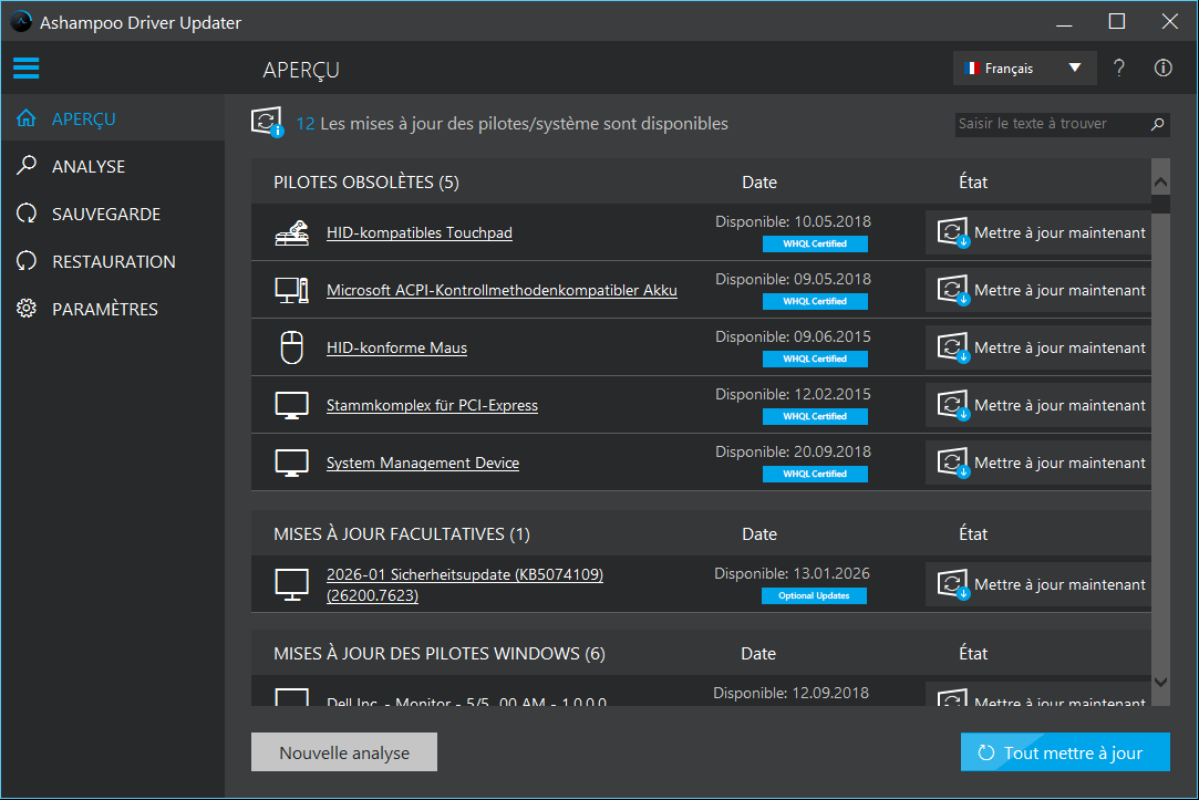 Driver overview detail view