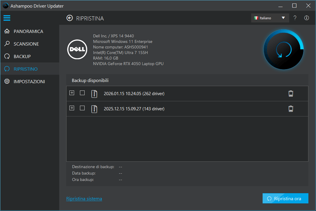 Restore old drivers from your backup