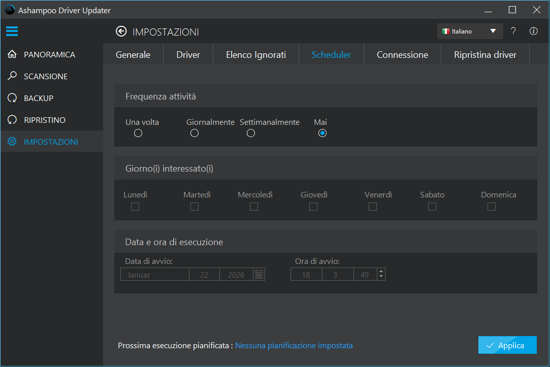 Shedule the scans for drivers