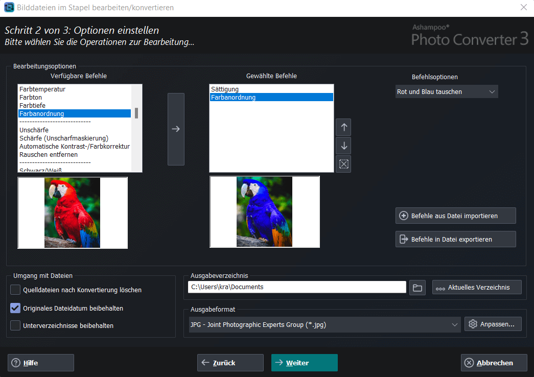 Ashampoo® Photo Converter 3 - Optionen