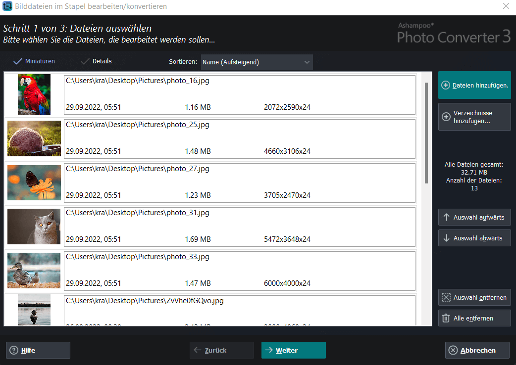 Ashampoo® Photo Converter 3 - Stapelverarbeitung