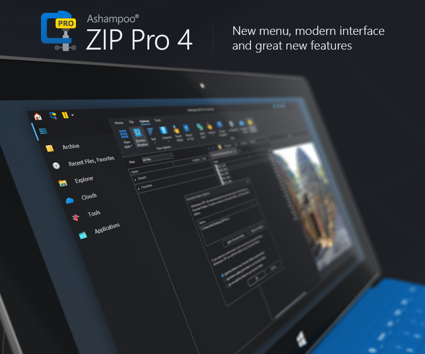 Ashampoo ZIP Pro 4 - New menu
