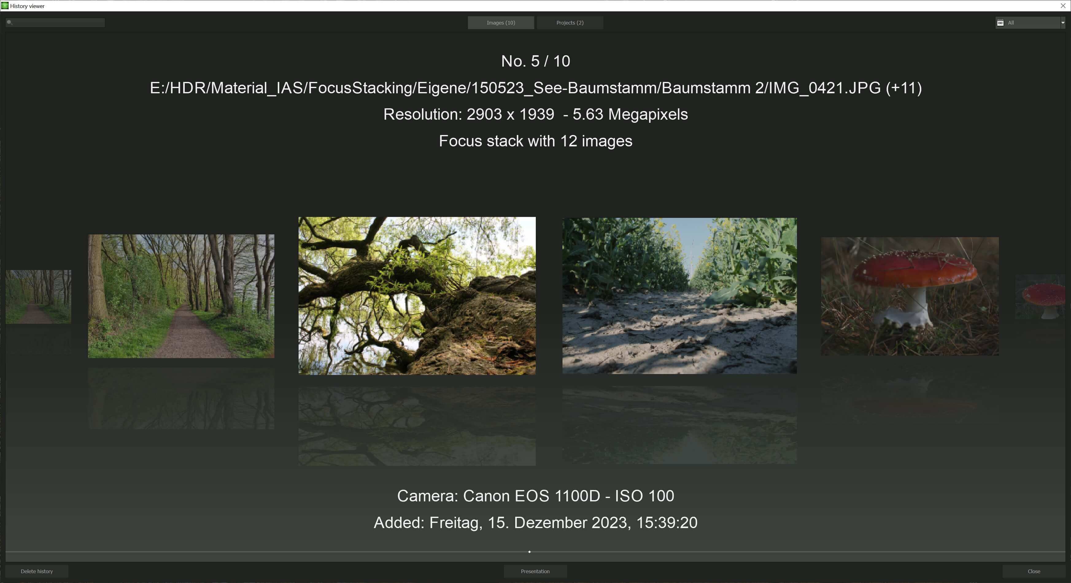 FOCUS #6 professional - History browser