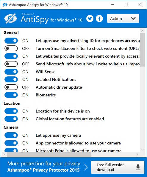 Ashampoo® AntiSpy for Windows® 10