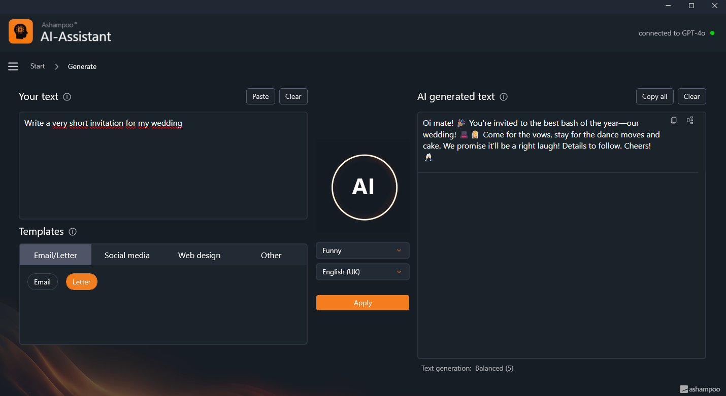 Ashampoo AI Assistant - Analyze and summarize