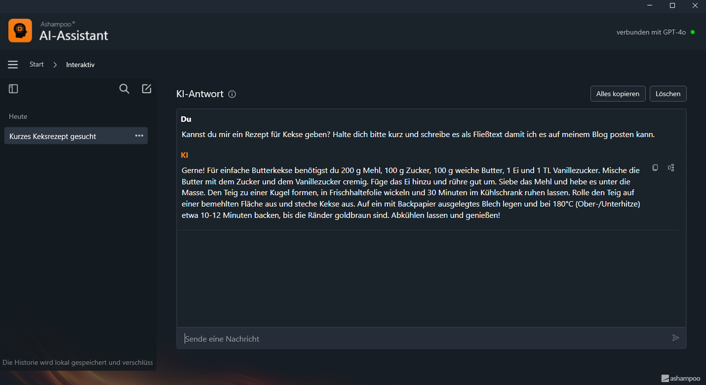 Ashampoo AI Assistent - Interaktiver Chat