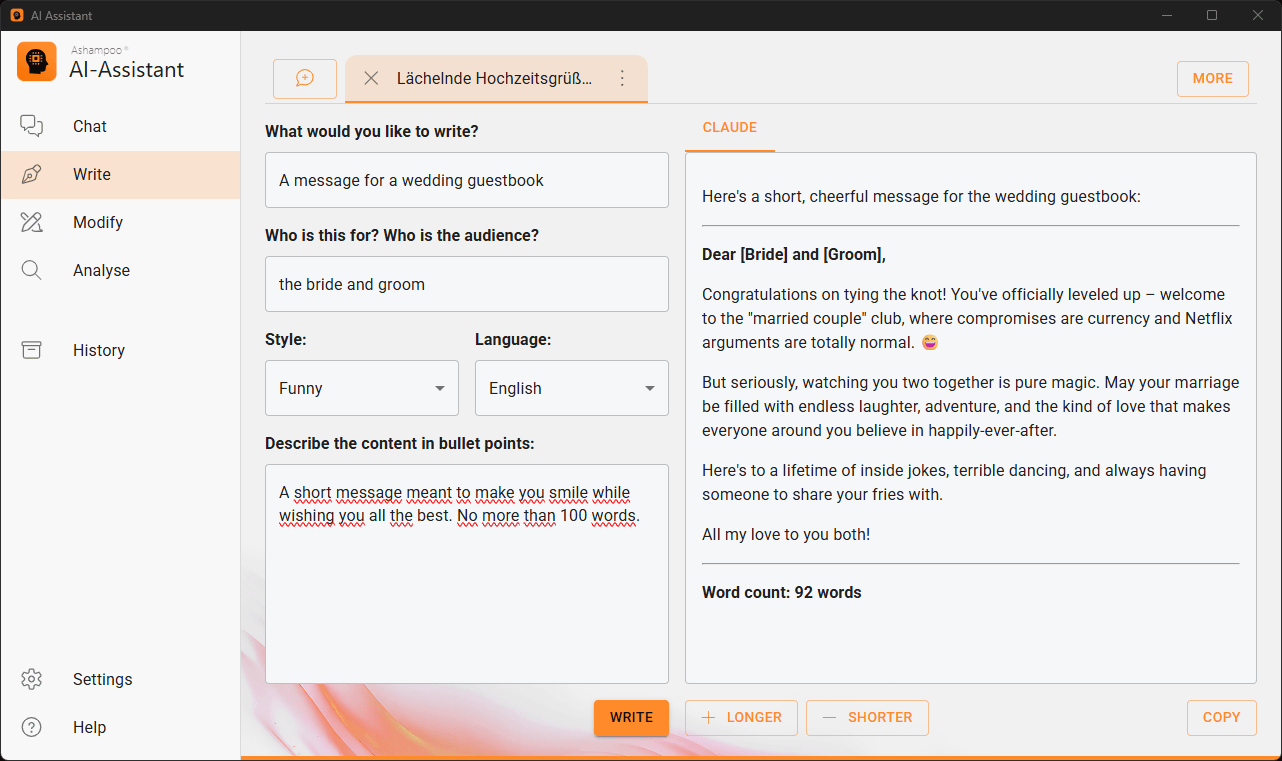 Ashampoo AI Assistant - Write