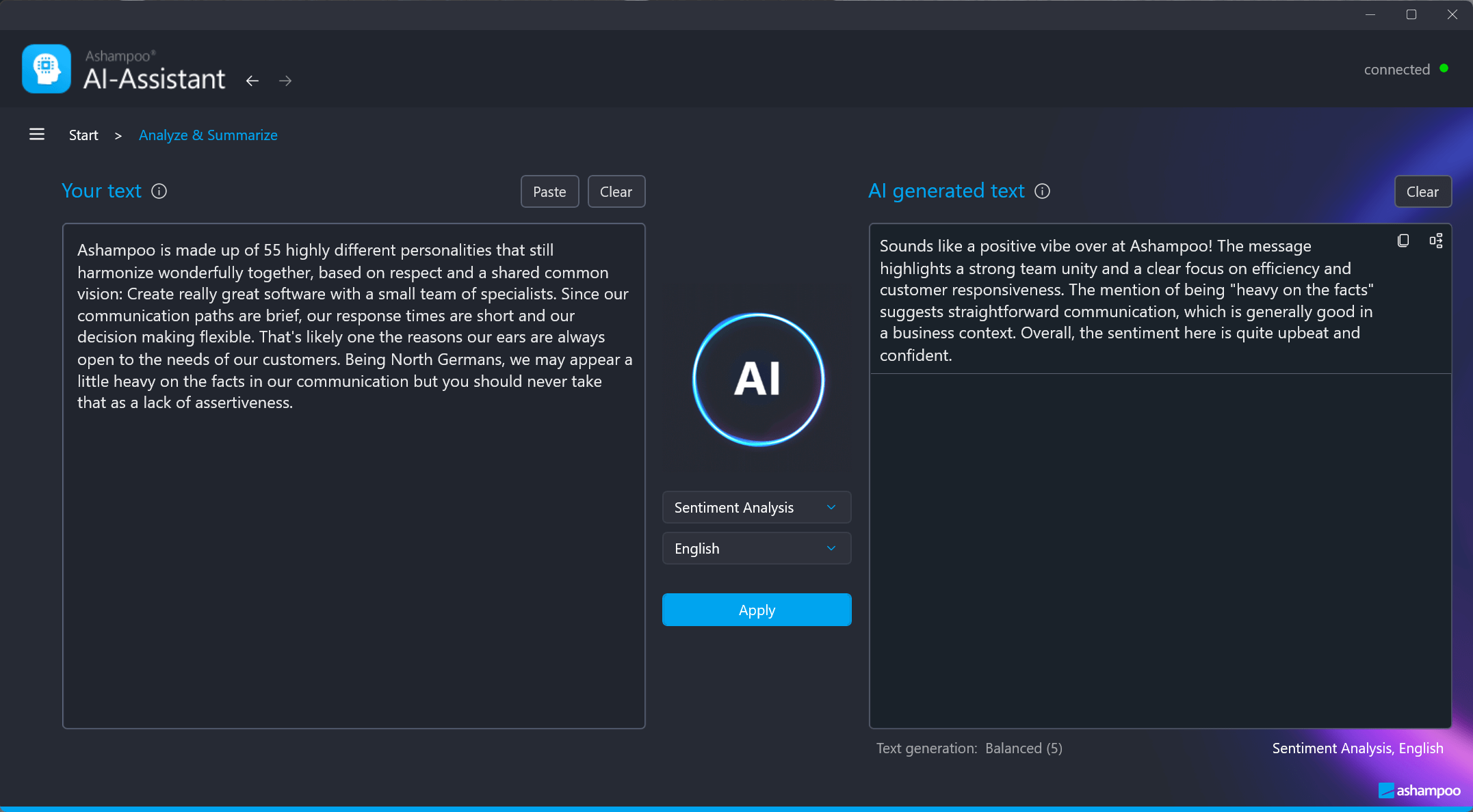 Ashampoo AI Assistant - Analyze and summarize