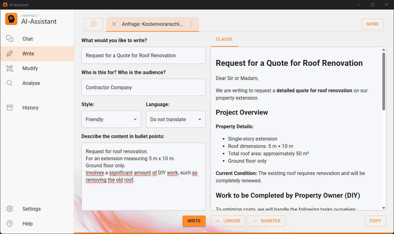 Ashampoo AI Assistant - Write
