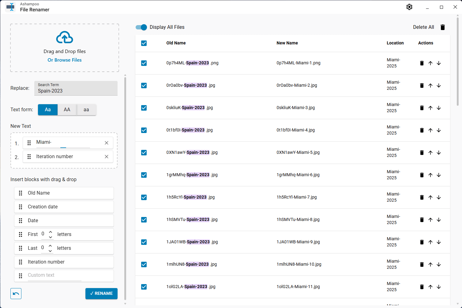 Ashampoo File Renamer - Light