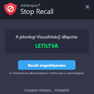 Ashampoo® Stop Recall - Kezdőlap