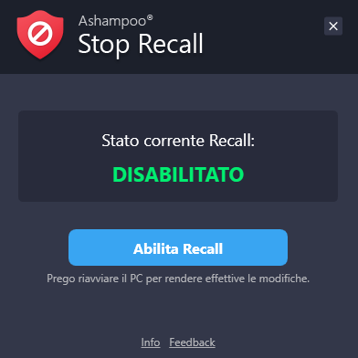 Ashampoo® Stop Recall - Pagina iniziale