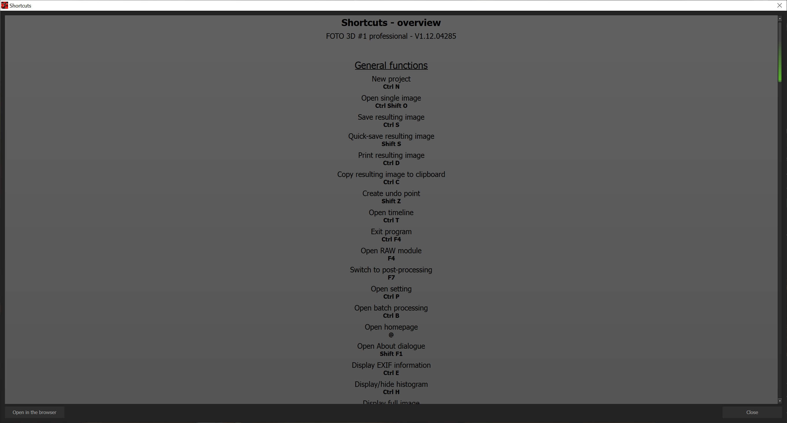 Ashampoo Foto 3D #1 - Shortcuts