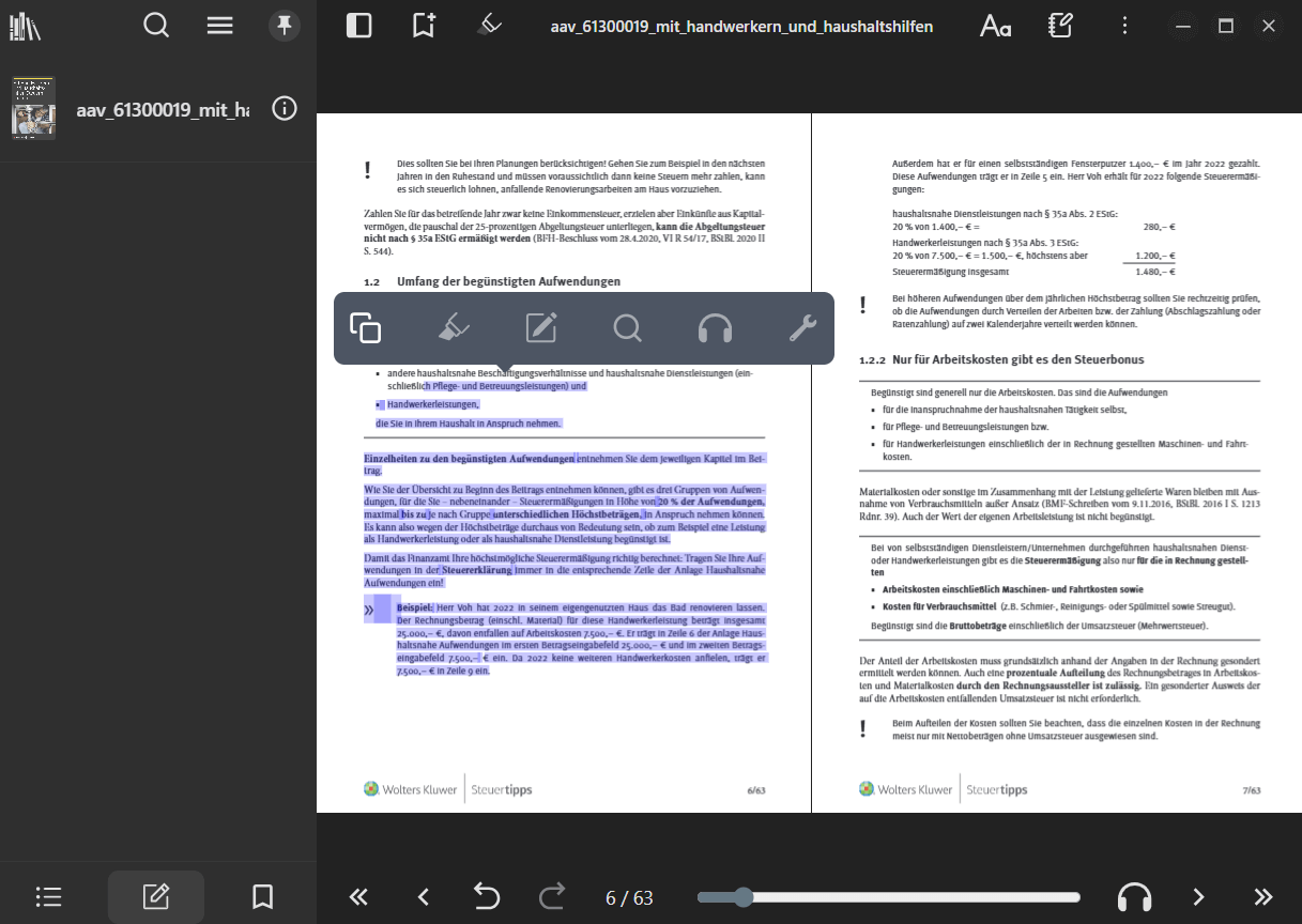 Ashampoo E-Book Reader - Tools