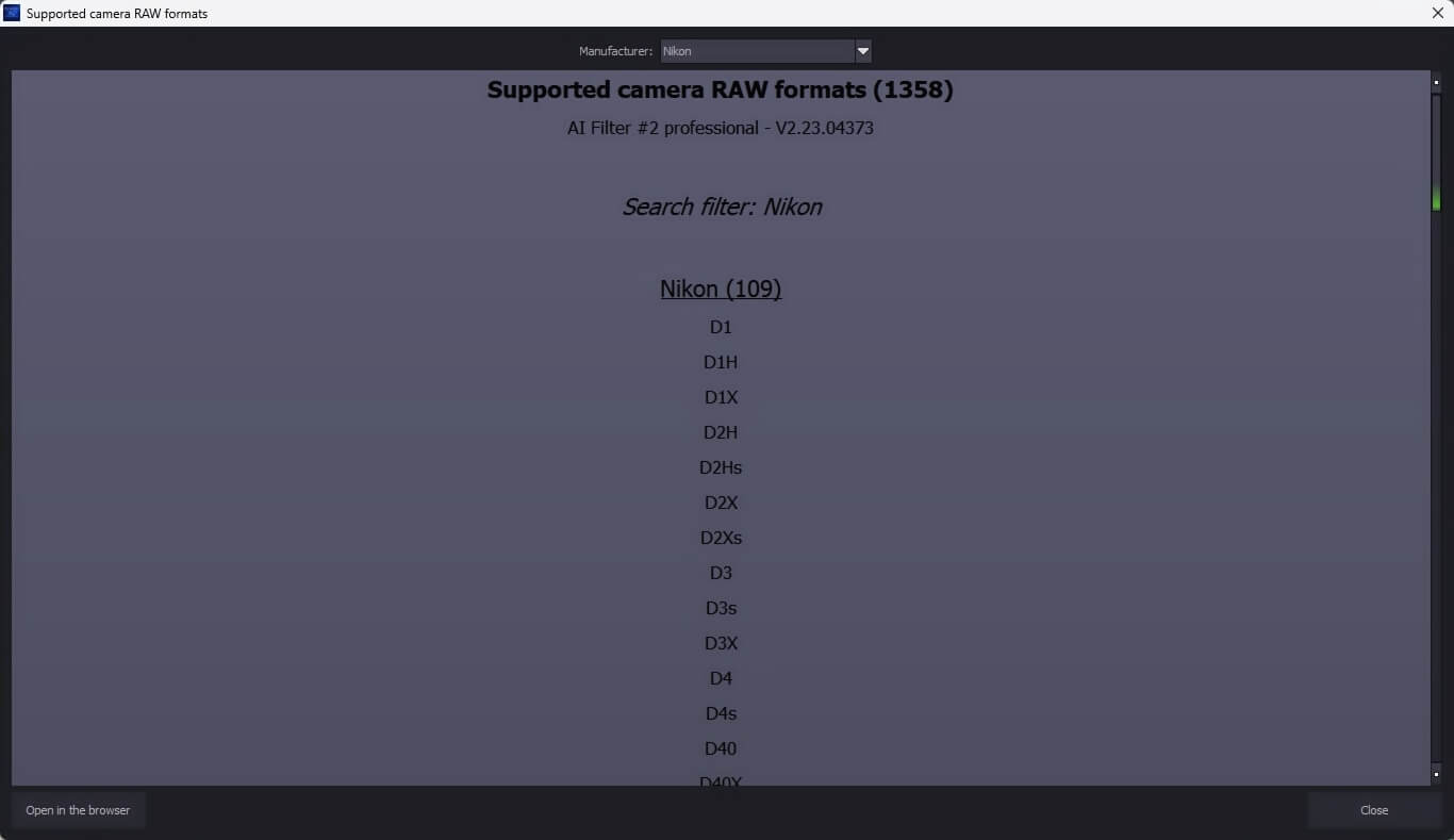 Ashampoo® AI Filter #2 professional - Camera raw formats