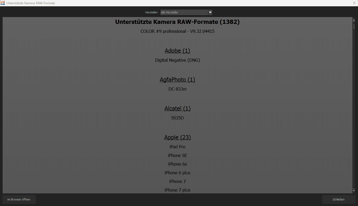 Unterstuetzte RAW-formate