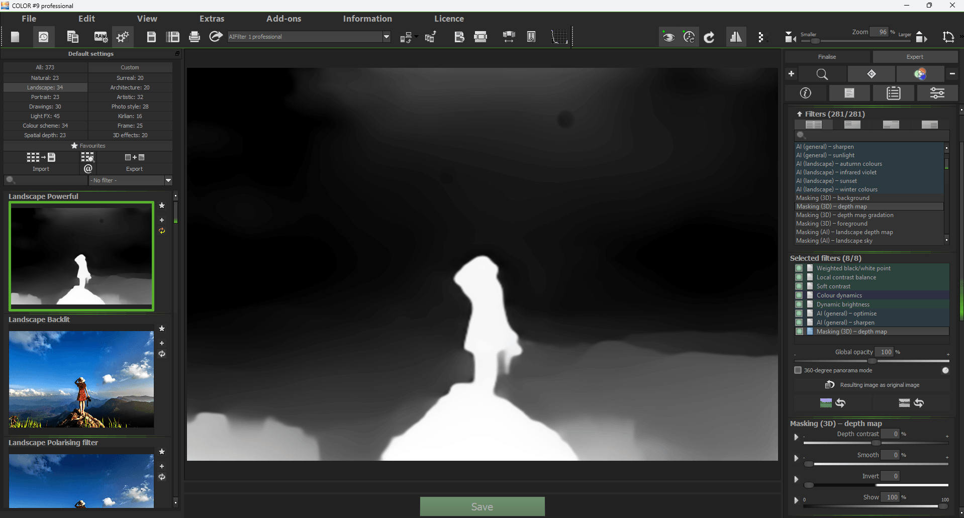 Masking depth map