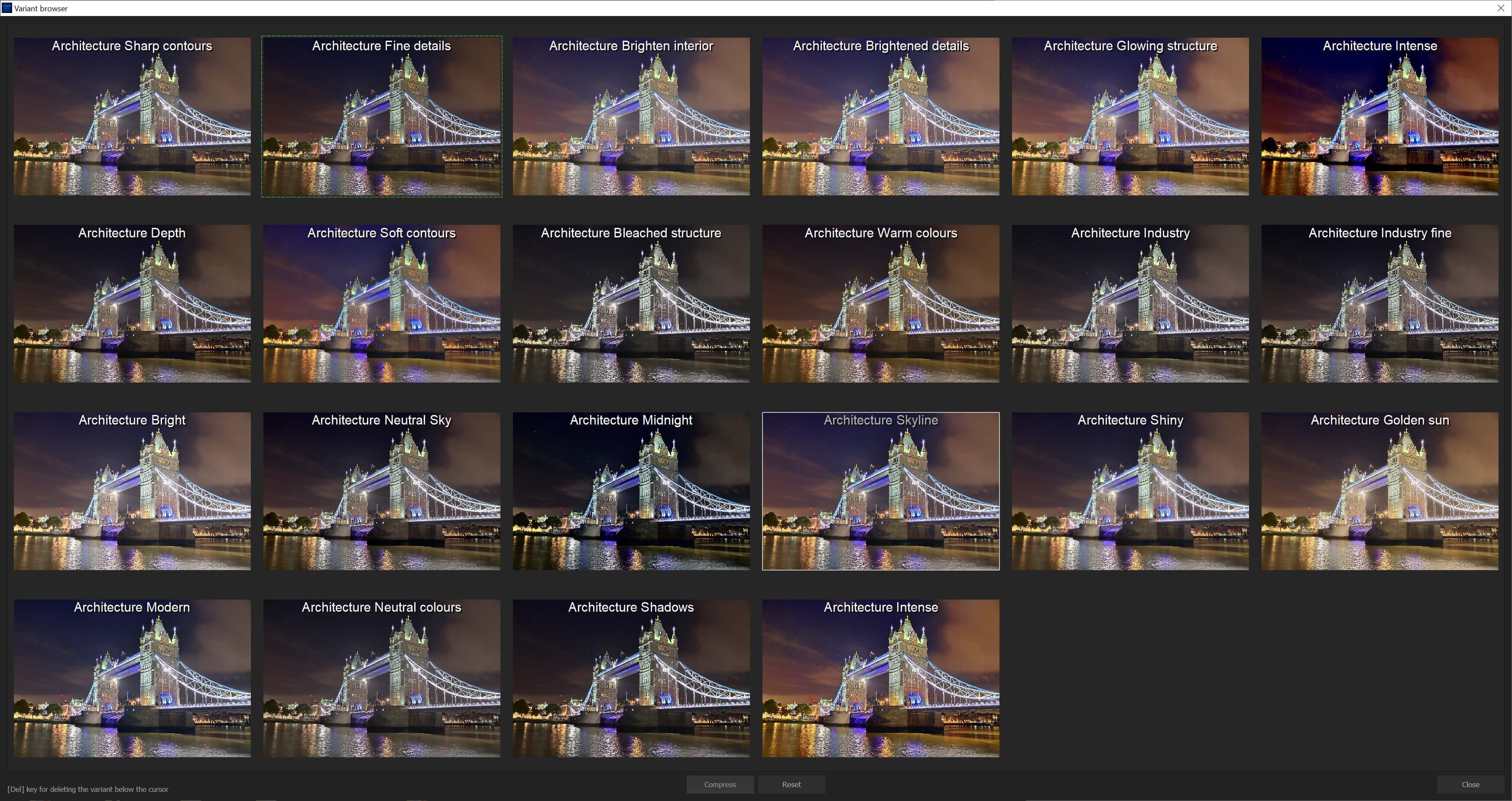 Ashampoo® HDR #11 - Preset browser