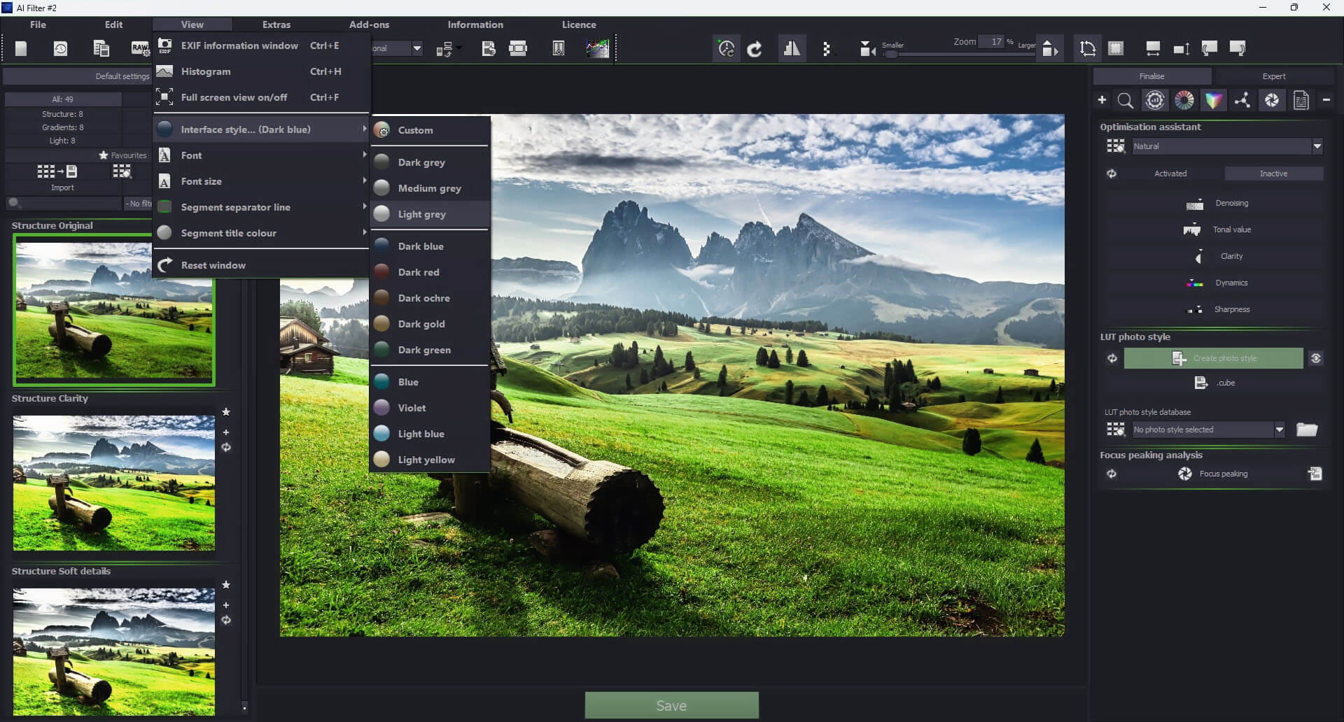 Interface view menue