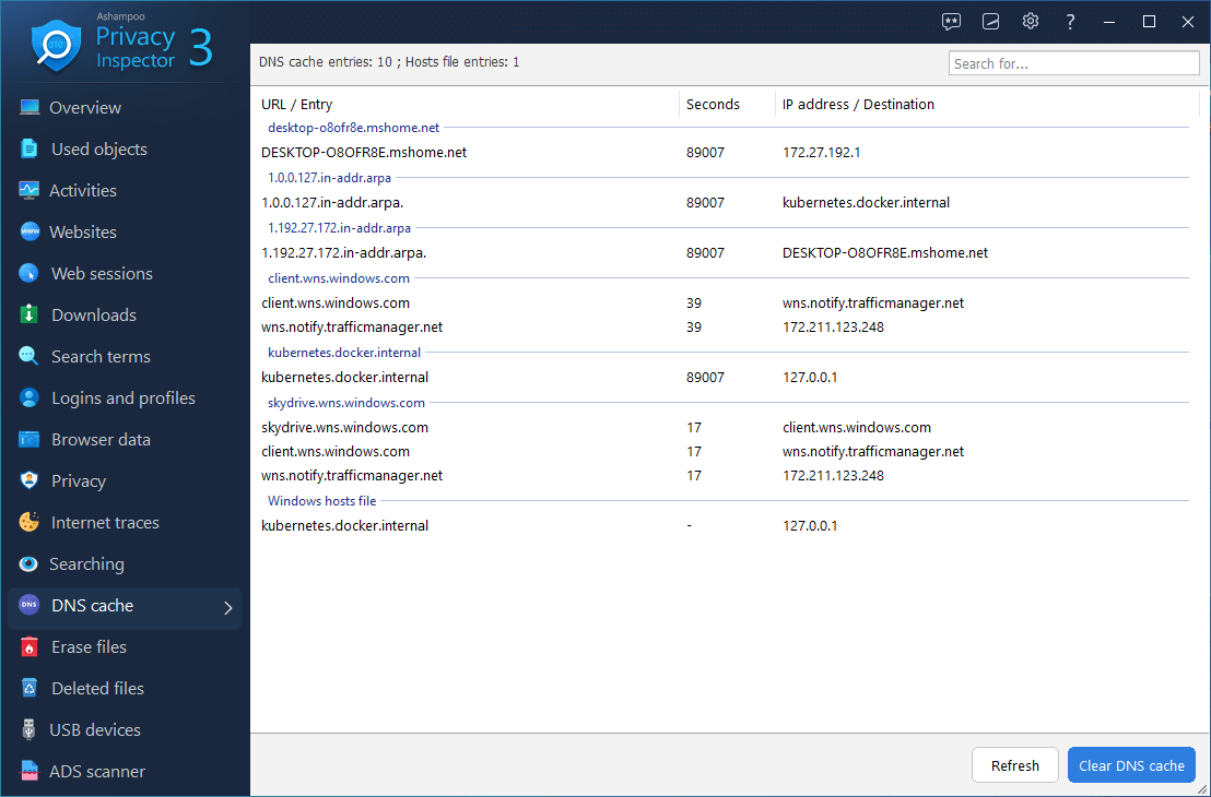 Ashampoo® Privacy Inspector 3 - Cache