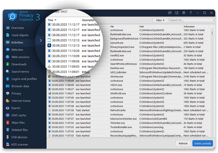 Ashampoo® Privacy Inspector 3 - Activity