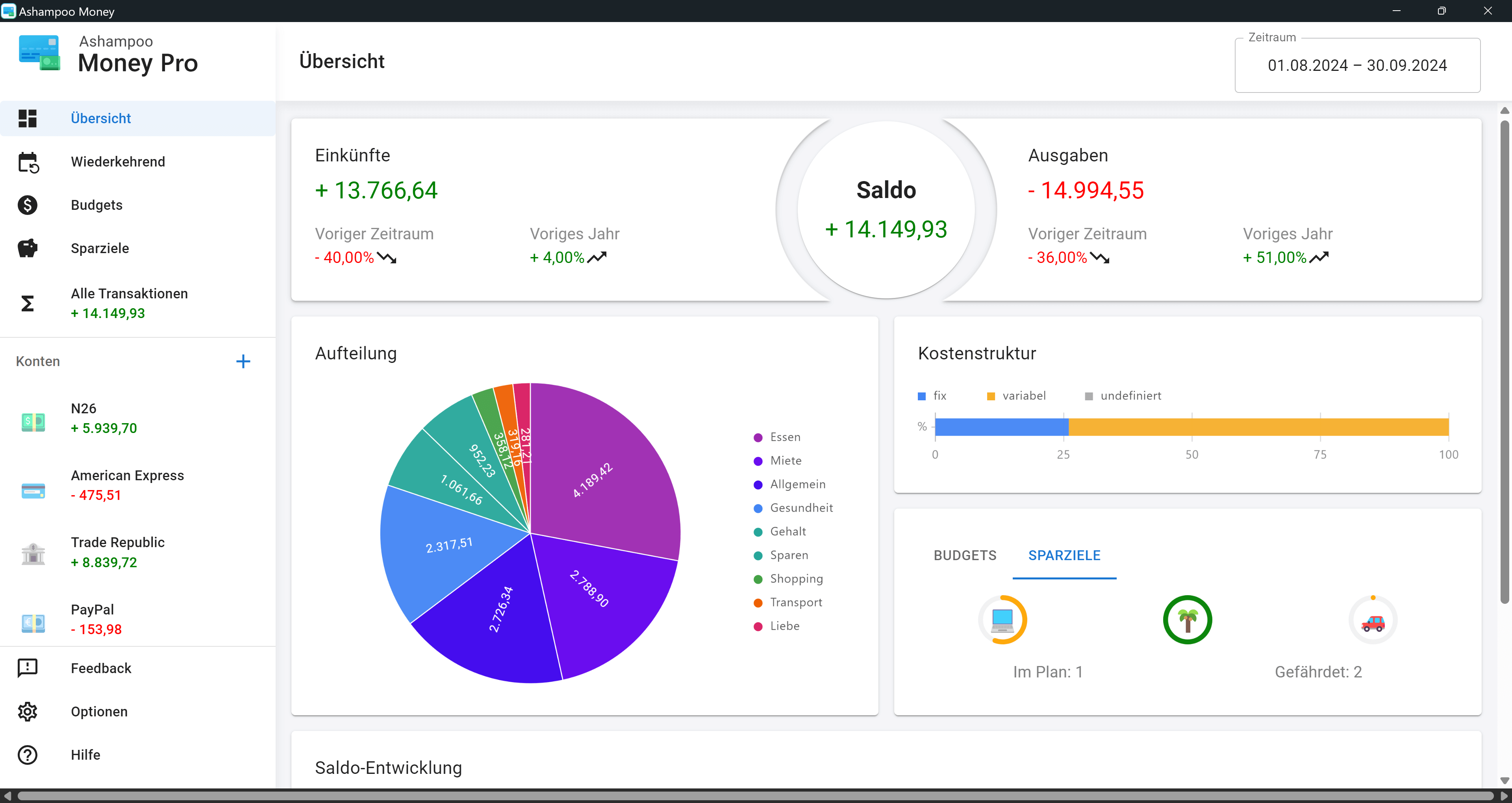 Ashampoo Money Pro - Übersicht 