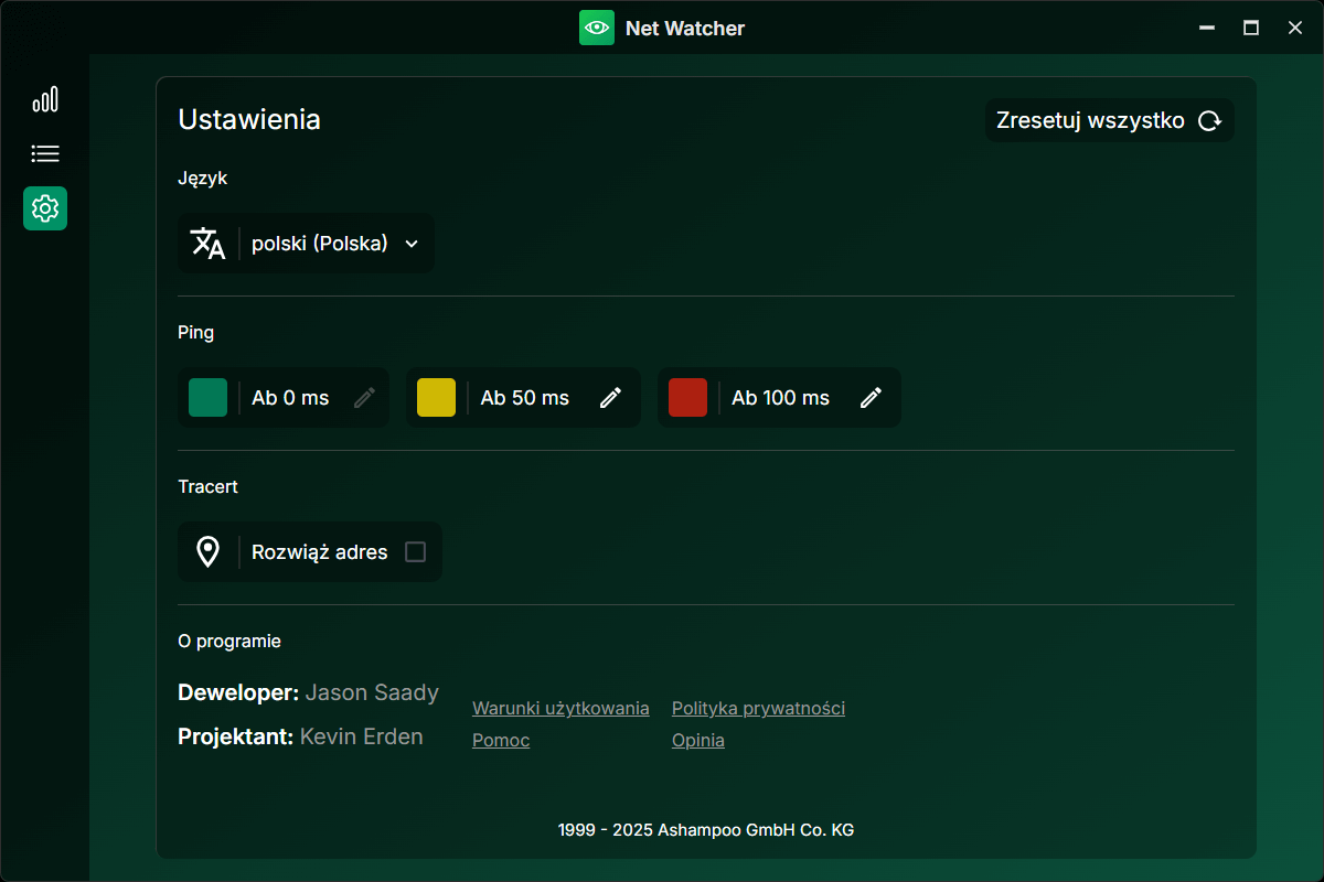 Ashampoo Net Watcher - Settings