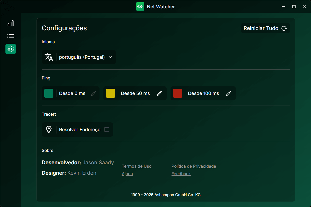 Ashampoo Net Watcher - Settings