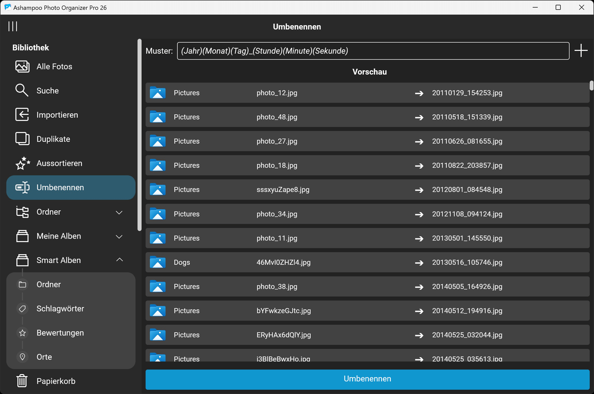 Ashampoo Photo Organizer Pro 26 - Neubenennung