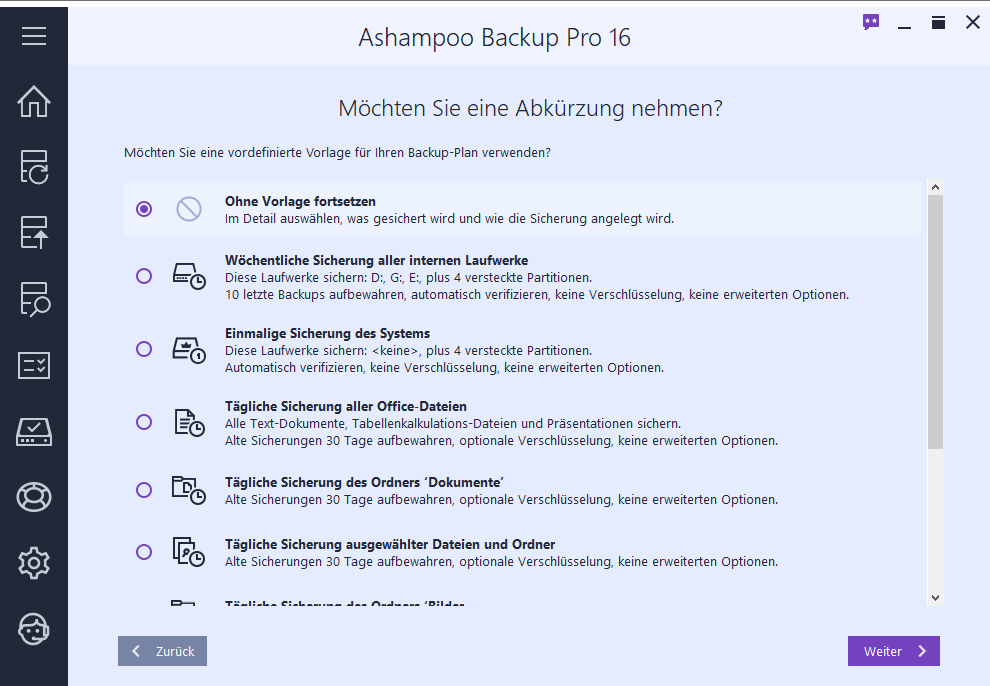Ashampoo Backup Pro 16 - Templates