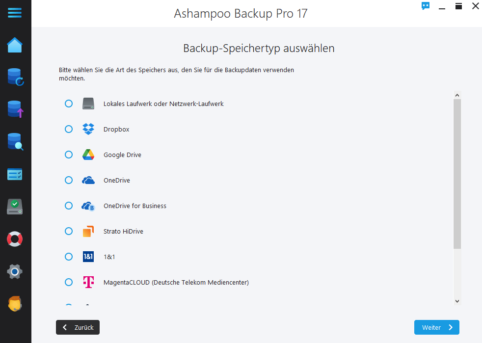 Ashampoo Backup Pro 17 - Speichertyp 1 