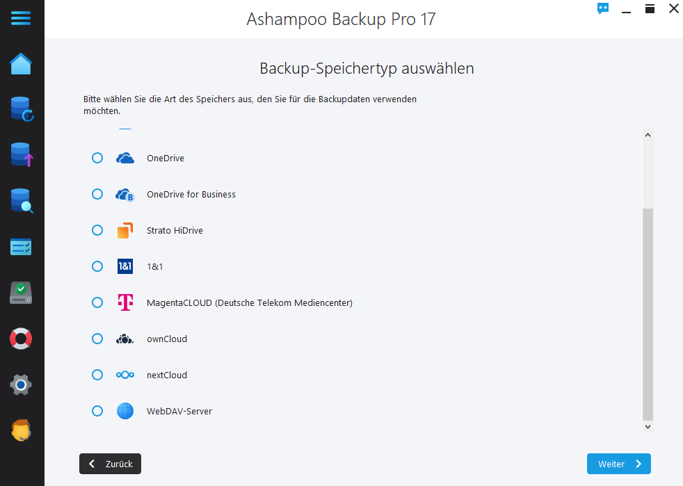 Ashampoo Backup Pro 17 - Speichertyp 2