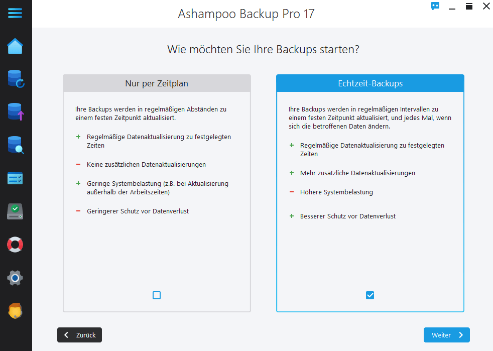 Ashampoo Backup Pro 17 - Zeitplan