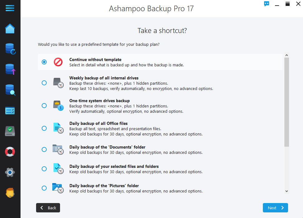Ashampoo Backup Pro 17 screenshot