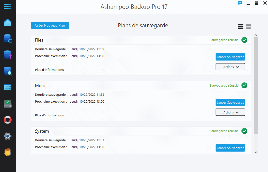 Ashampoo Backup Pro 17 - Backup plans 