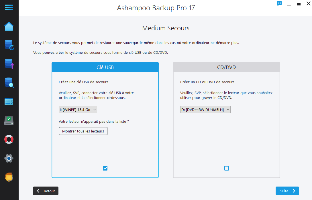 Ashampoo Backup Pro 17 - Rescue medium