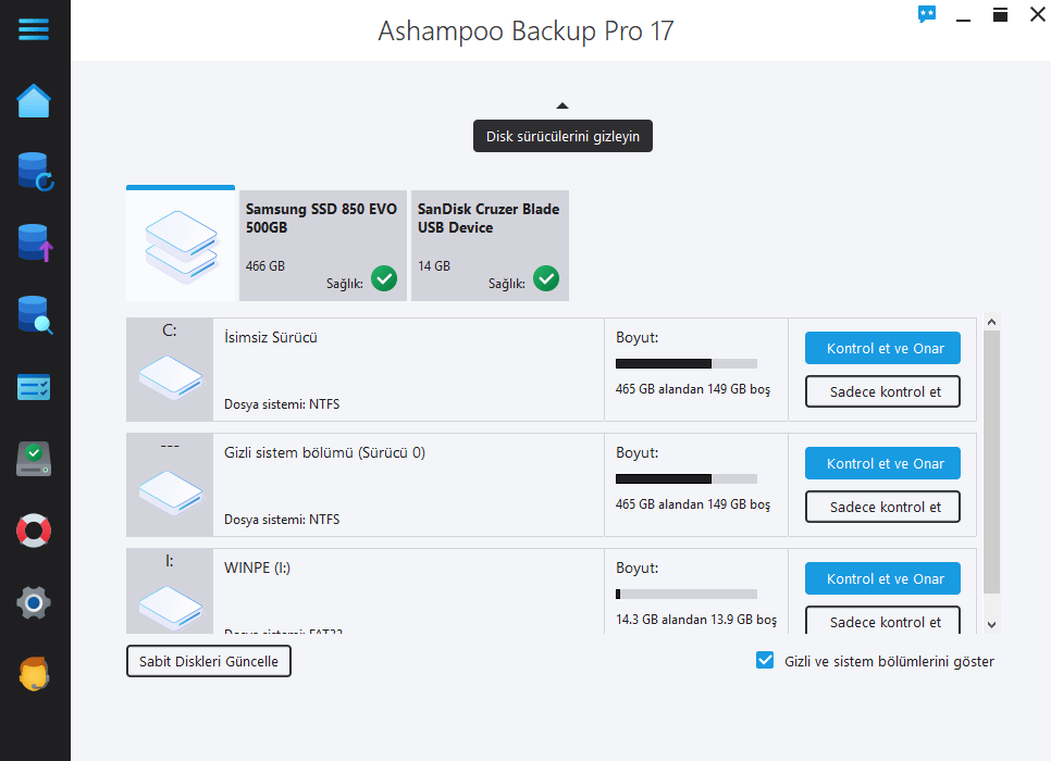 Ashampoo Backup Pro 17 - Drives