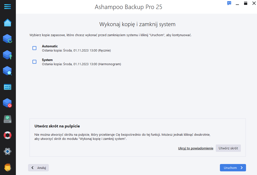 Ashampoo® Backup Pro 25 - Shutdown 