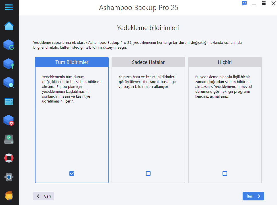 Ashampoo® Backup Pro 25 - Notifications