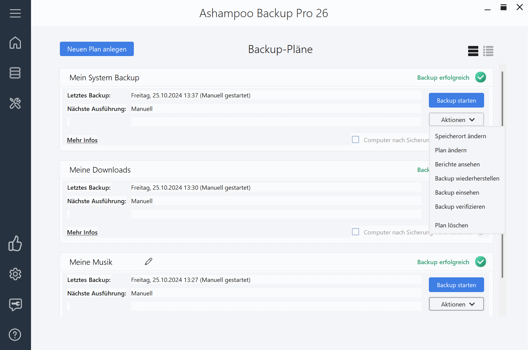 Ashampoo Backup Pro 26 - Backup Pläne